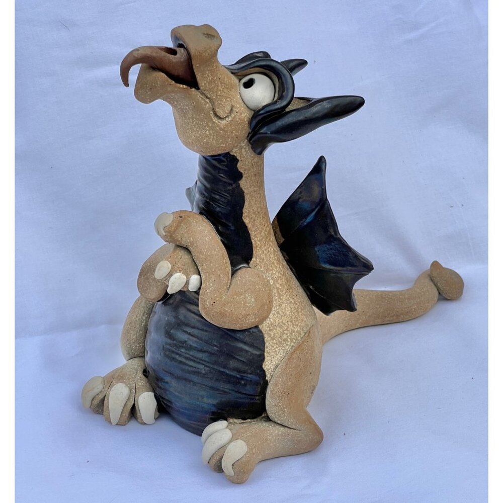 Handcrafted Ceramic Dragon Oil Lamp 1980s 8.5" X 7.75" Tall X 4.75" Unique Colle - Picture 1 of 16